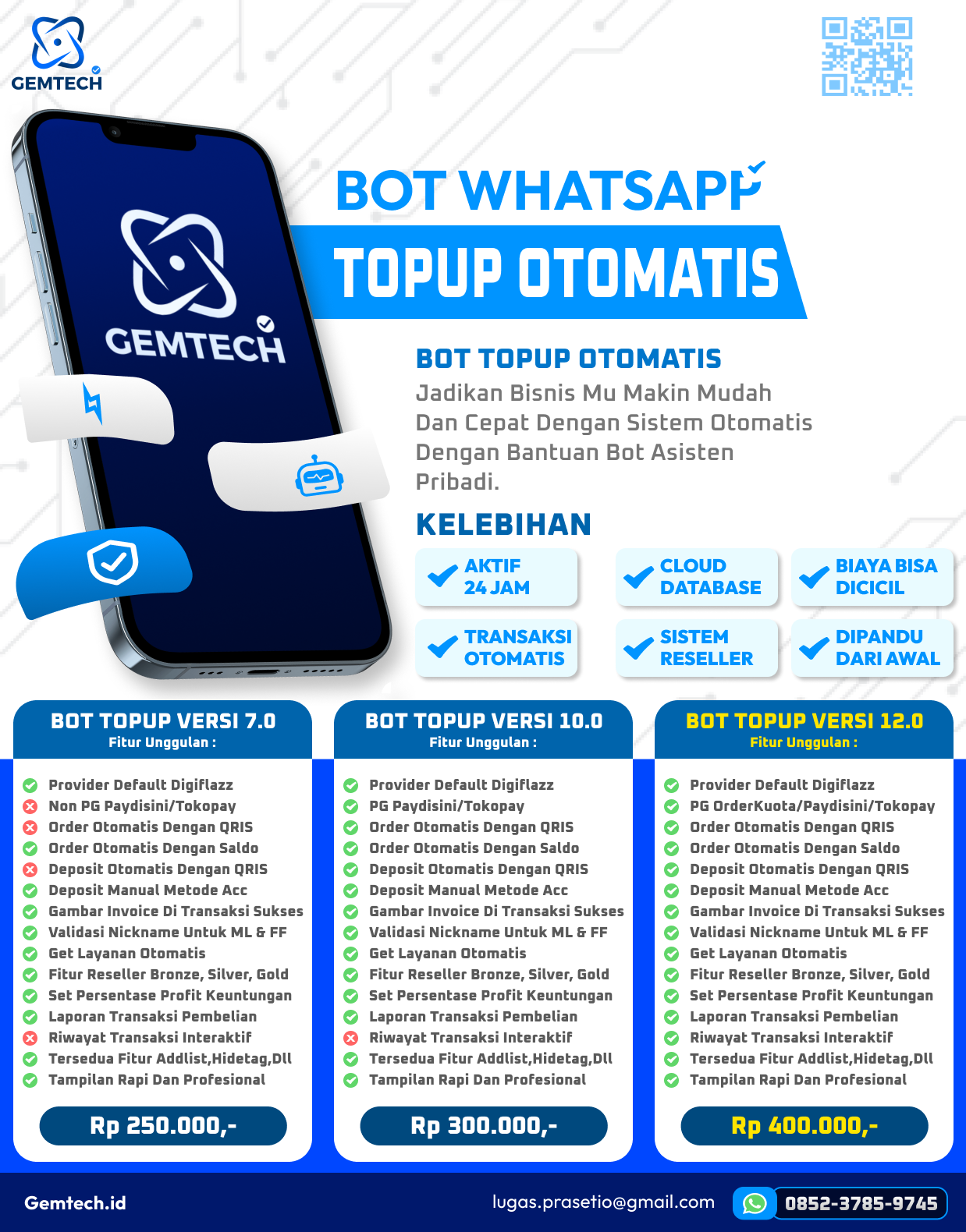 Jasa bot topup WhatsApp otomatis (Digiflazz, QRIS & saldo) - Gempay Topup